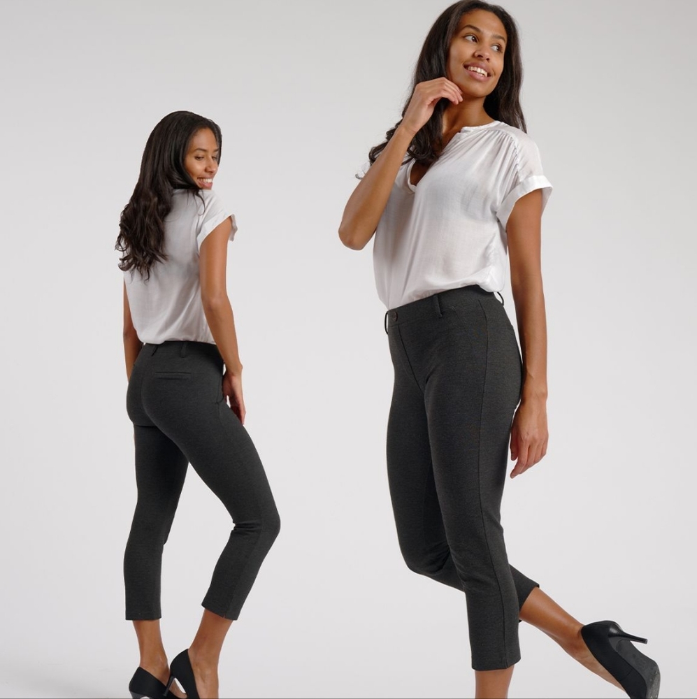 Betabrand Charcoal Gray Dress Yoga Pants Crop Classic Medium New